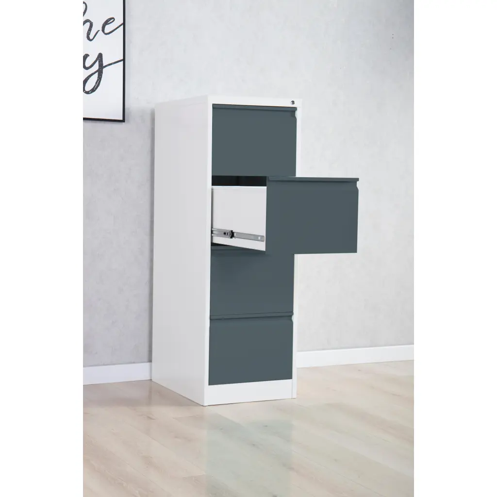 Phoenix FC Series 3 Drawer Filing Cabinet Grey Body Anthracite Drawers with Key Lock - FC1004GAK