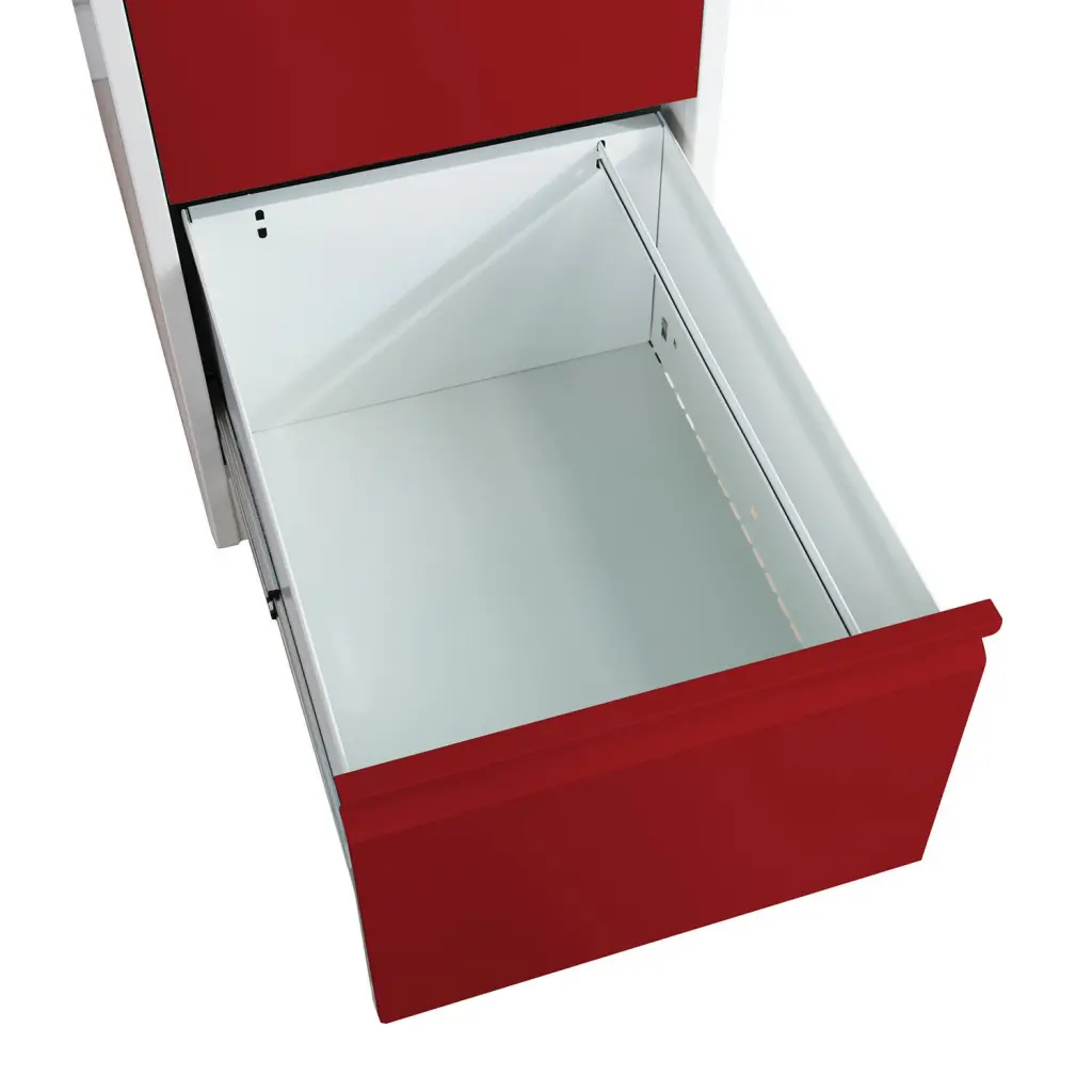 Phoenix FC Series 4 Drawer Filing Cabinet Grey Body Red Drawers with Key Lock - FC1004GRK