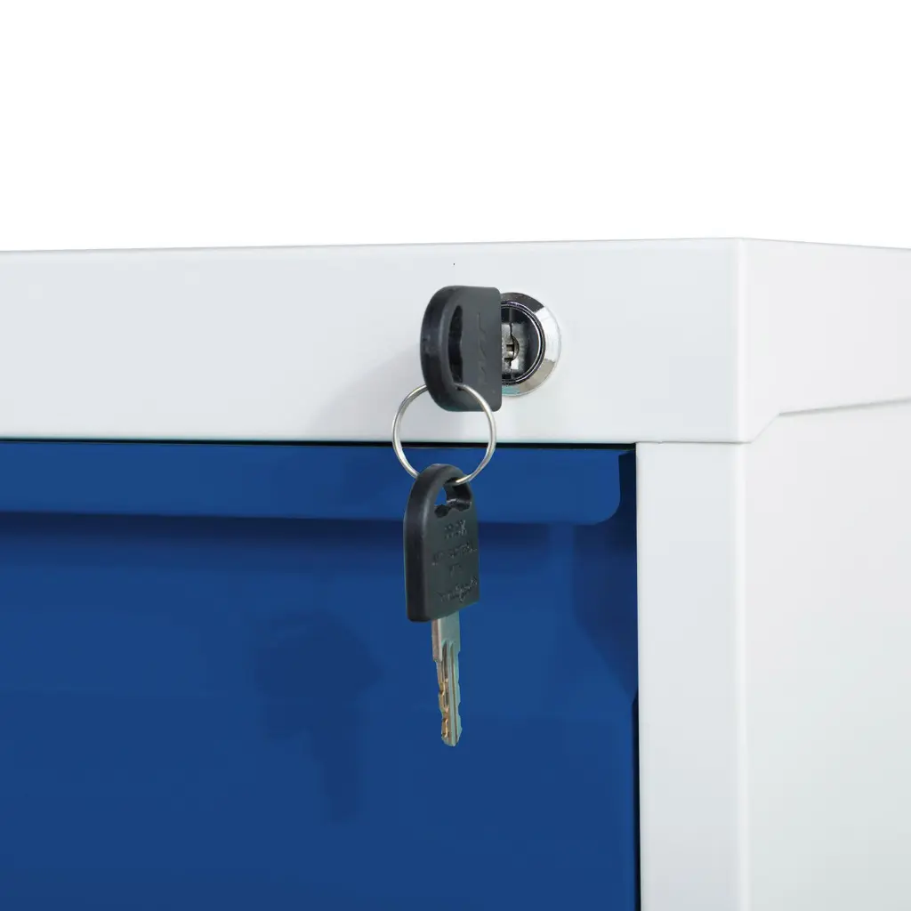 Phoenix FC Series 4 Drawer Filing Cabinet Grey Body Blue Drawers with Key Lock - FC1004GBK