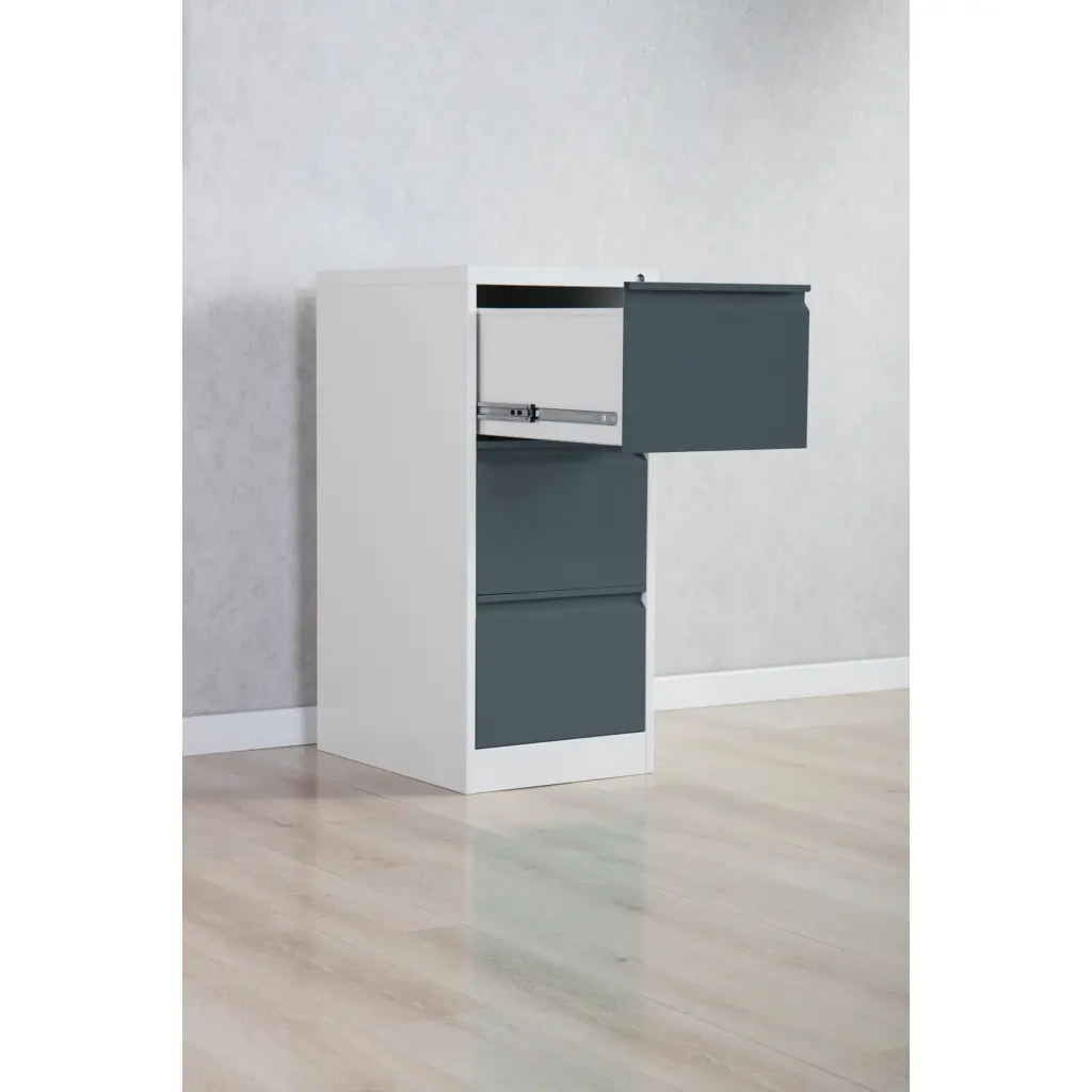 Phoenix FC Series 3 Drawer Filing Cabinet Grey Body Anthracite Drawers with Key Lock - FC1003GAK