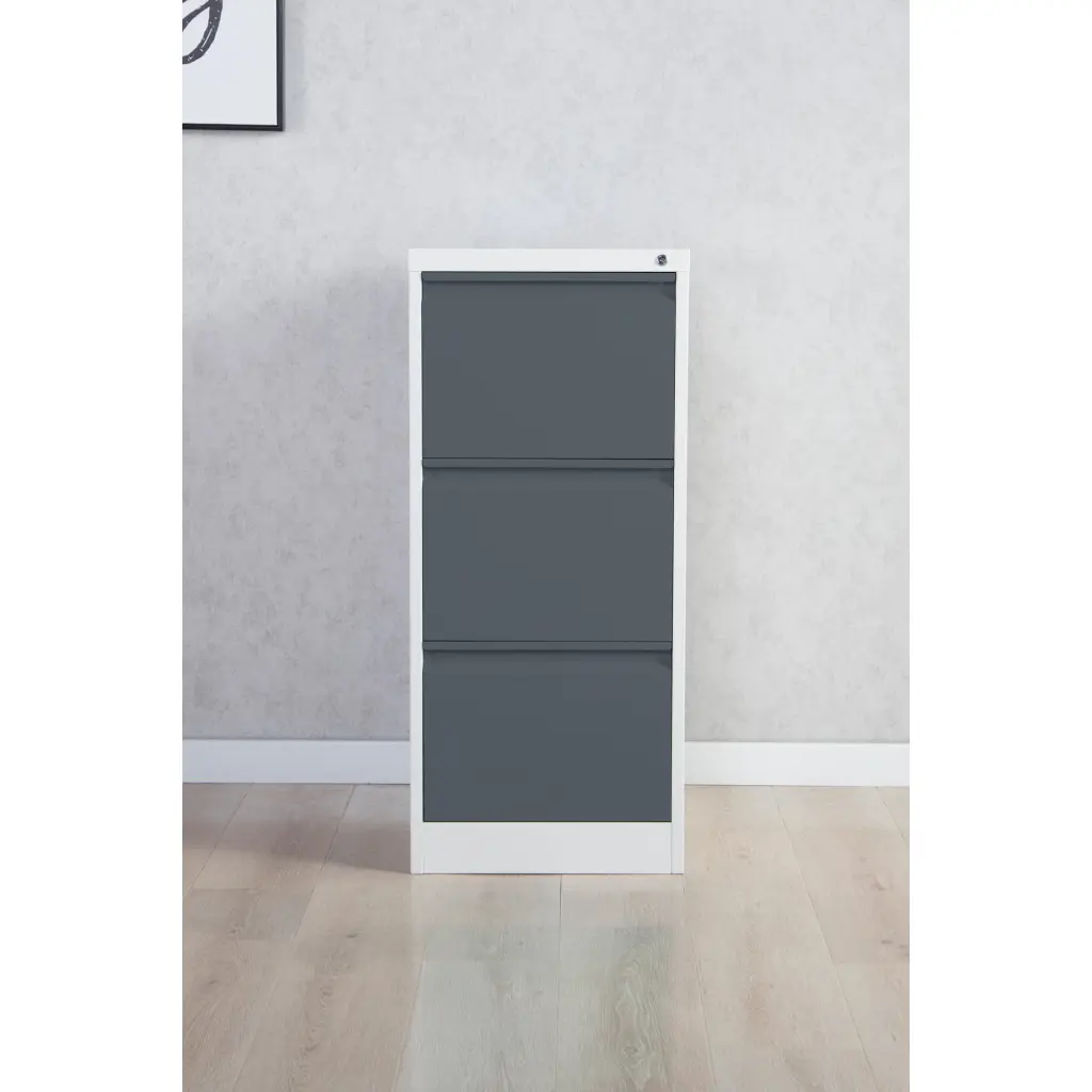 Phoenix FC Series 3 Drawer Filing Cabinet Grey Body Anthracite Drawers with Key Lock - FC1003GAK