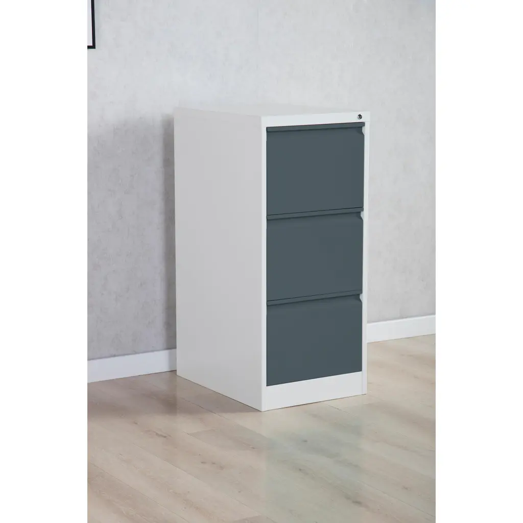 Phoenix FC Series 3 Drawer Filing Cabinet Grey Body Anthracite Drawers with Key Lock - FC1003GAK