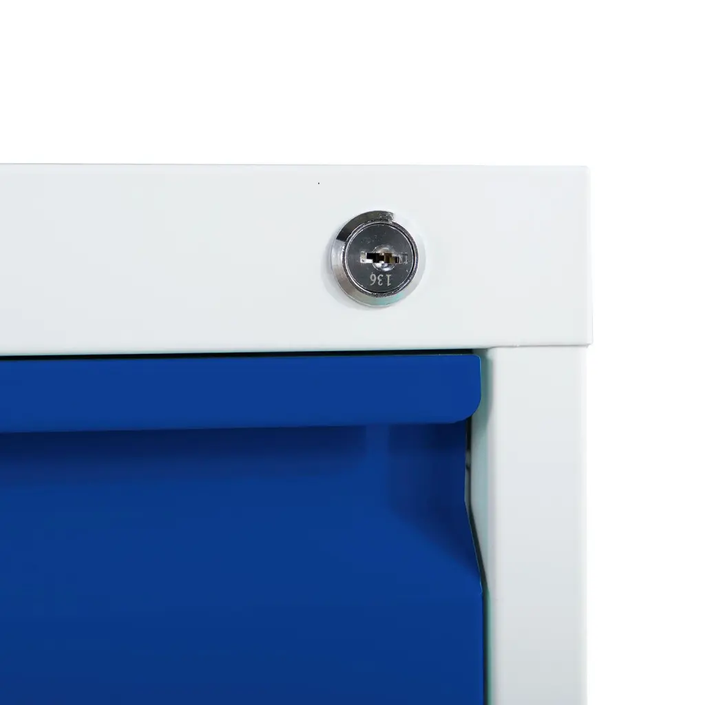 Phoenix FC Series 3 Drawer Filing Cabinet Grey Body Blue Drawers with Key Lock - FC1003GBK