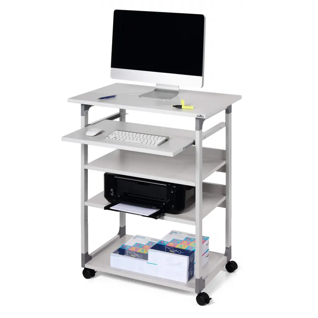 Durable SYSTEM PC Workstation Trolley 75 Variable Height Grey - 372010