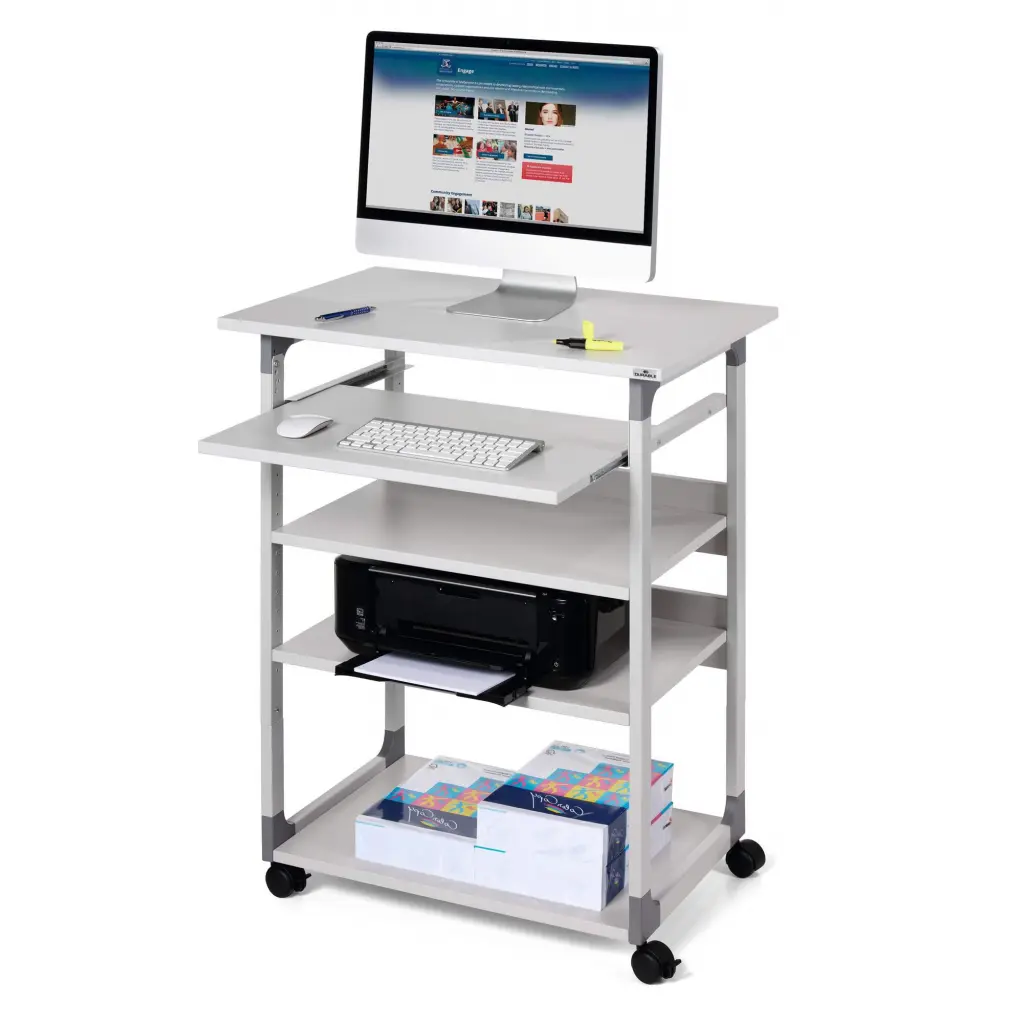 Durable SYSTEM PC Workstation Trolley 75 Variable Height Grey - 372010