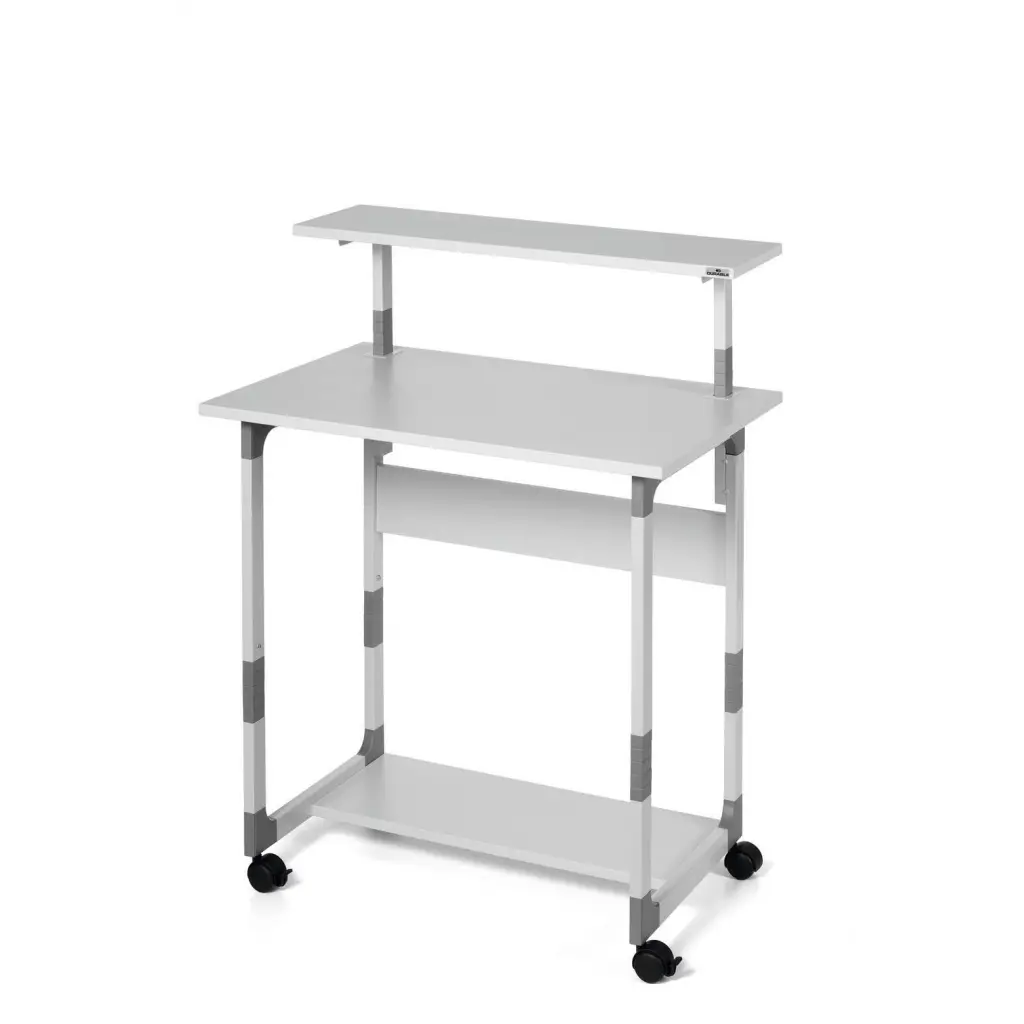 Durable SYSTEM PC Workstation Trolley 80 Variable Height Grey - 371810