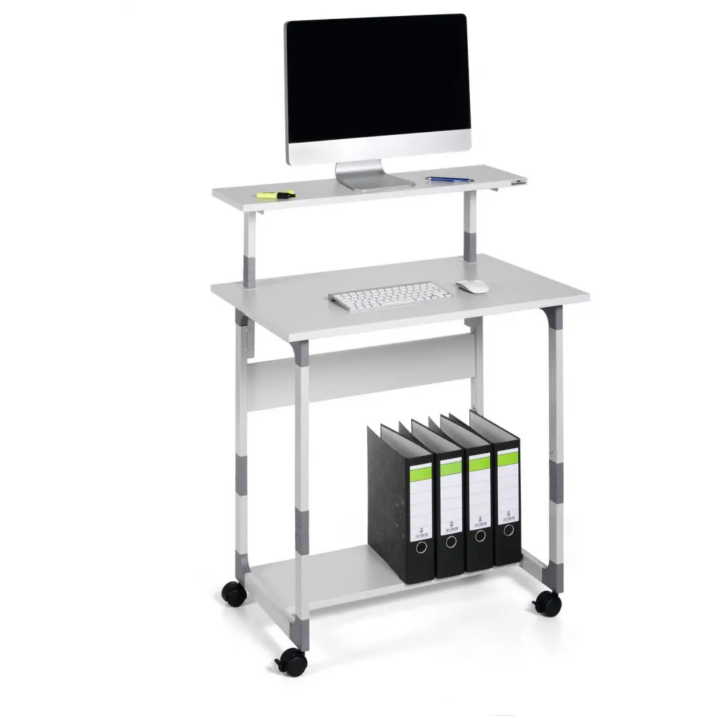 Durable SYSTEM PC Workstation Trolley 80 Variable Height Grey - 371810