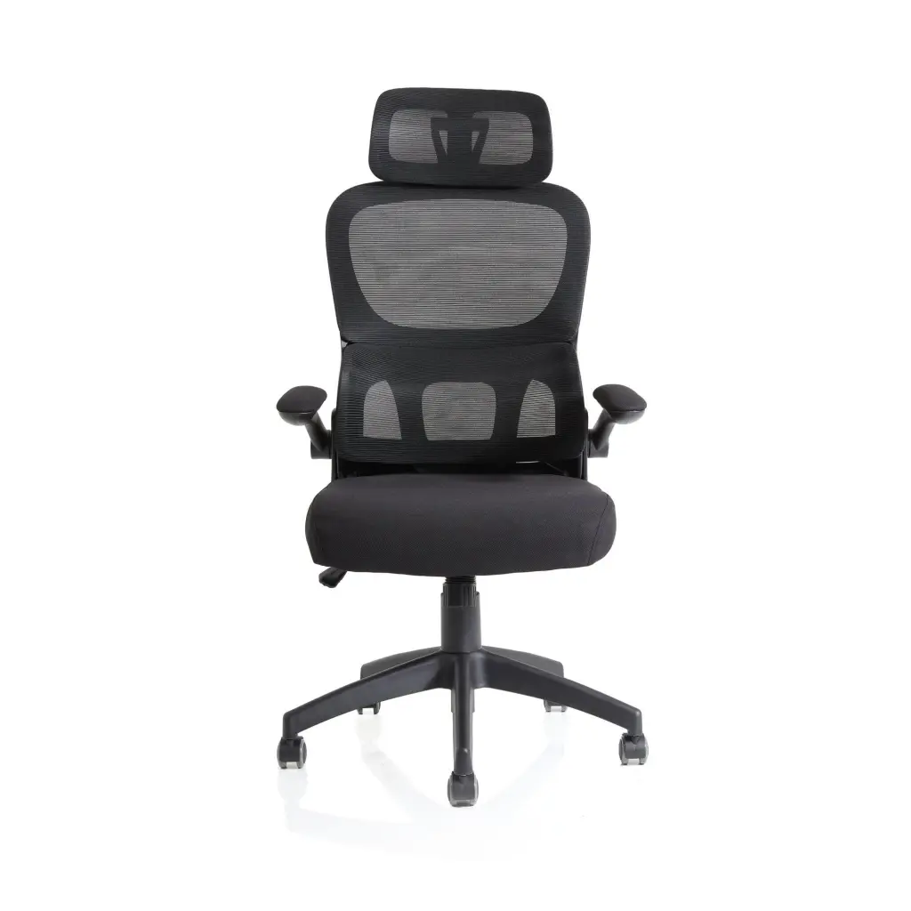 Iris Mesh Back Task Operator Office Chair Black Fabric Seat With Headrest - OP000321