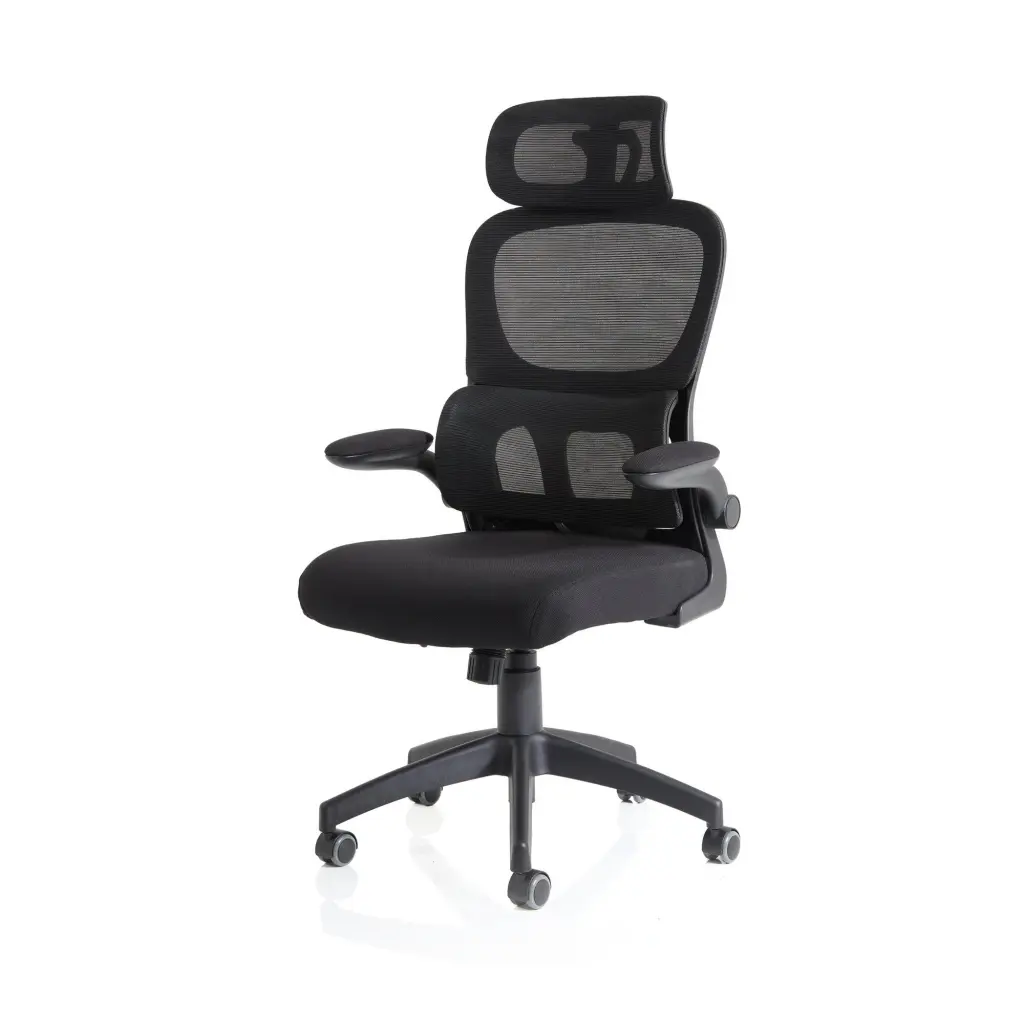 Iris Mesh Back Task Operator Office Chair Black Fabric Seat With Headrest - OP000321