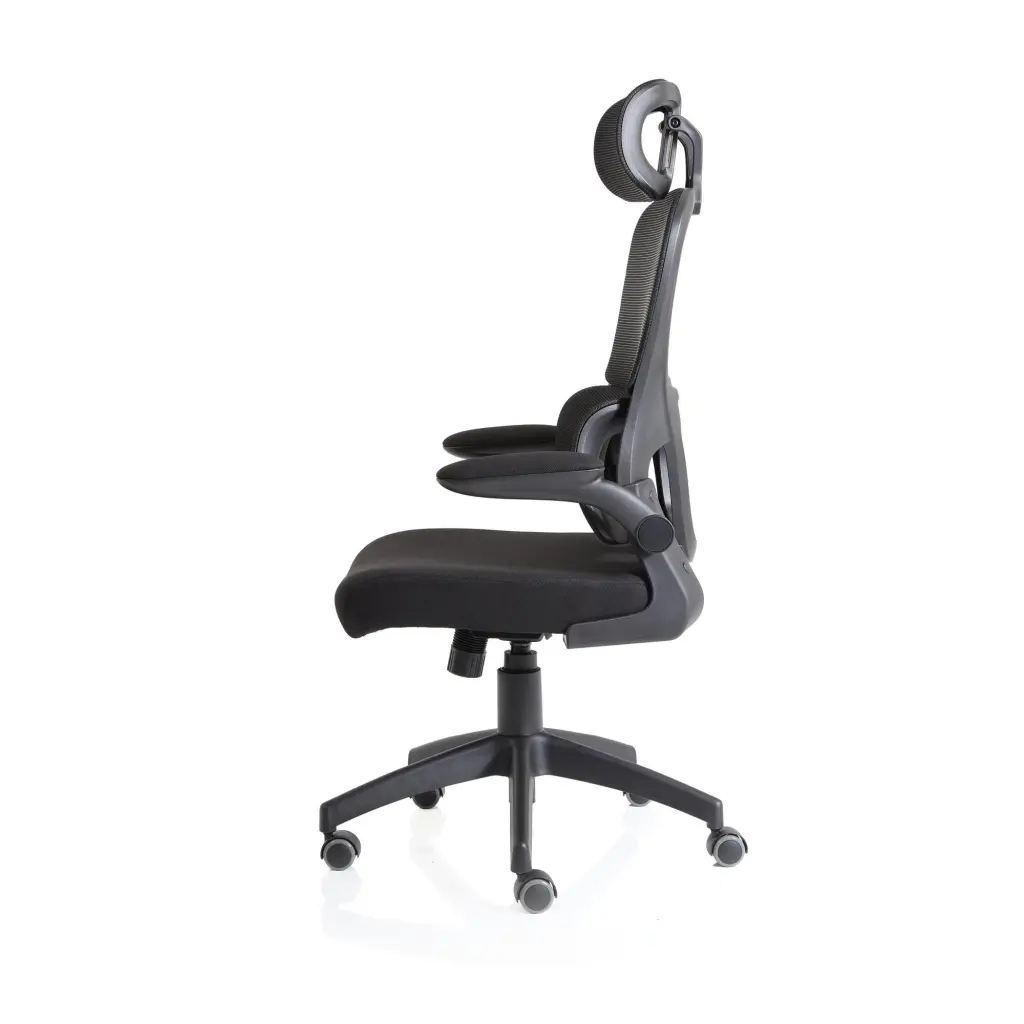 Iris Mesh Back Task Operator Office Chair Black Fabric Seat With Headrest - OP000321