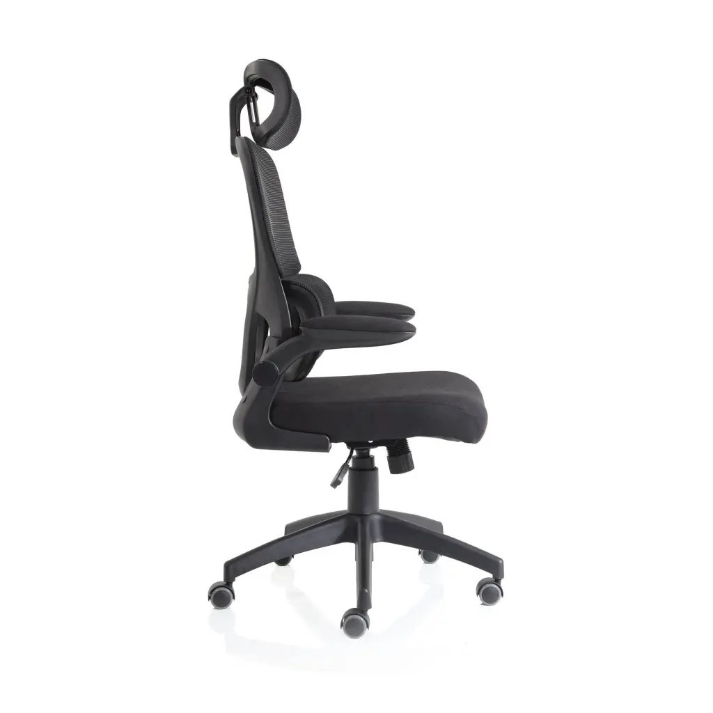 Iris Mesh Back Task Operator Office Chair Black Fabric Seat With Headrest - OP000321