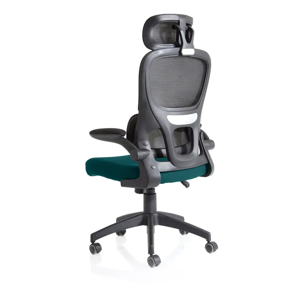 Iris Mesh Back Task Operator Office Chair Bespoke Maringa Teal Fabric Seat With Headrest - KCUP2038