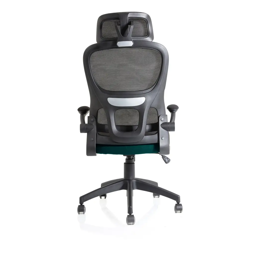 Iris Mesh Back Task Operator Office Chair Bespoke Maringa Teal Fabric Seat With Headrest - KCUP2038