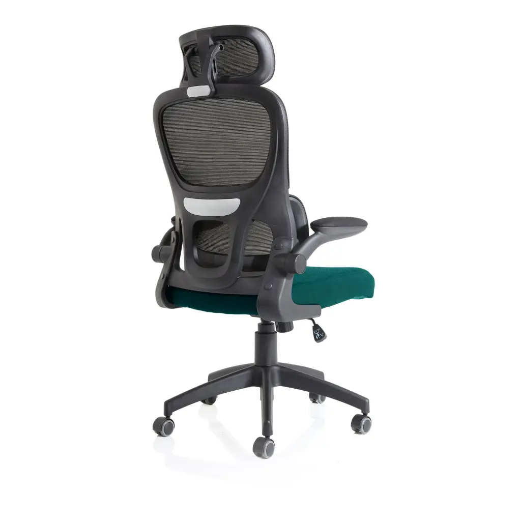 Iris Mesh Back Task Operator Office Chair Bespoke Maringa Teal Fabric Seat With Headrest - KCUP2038