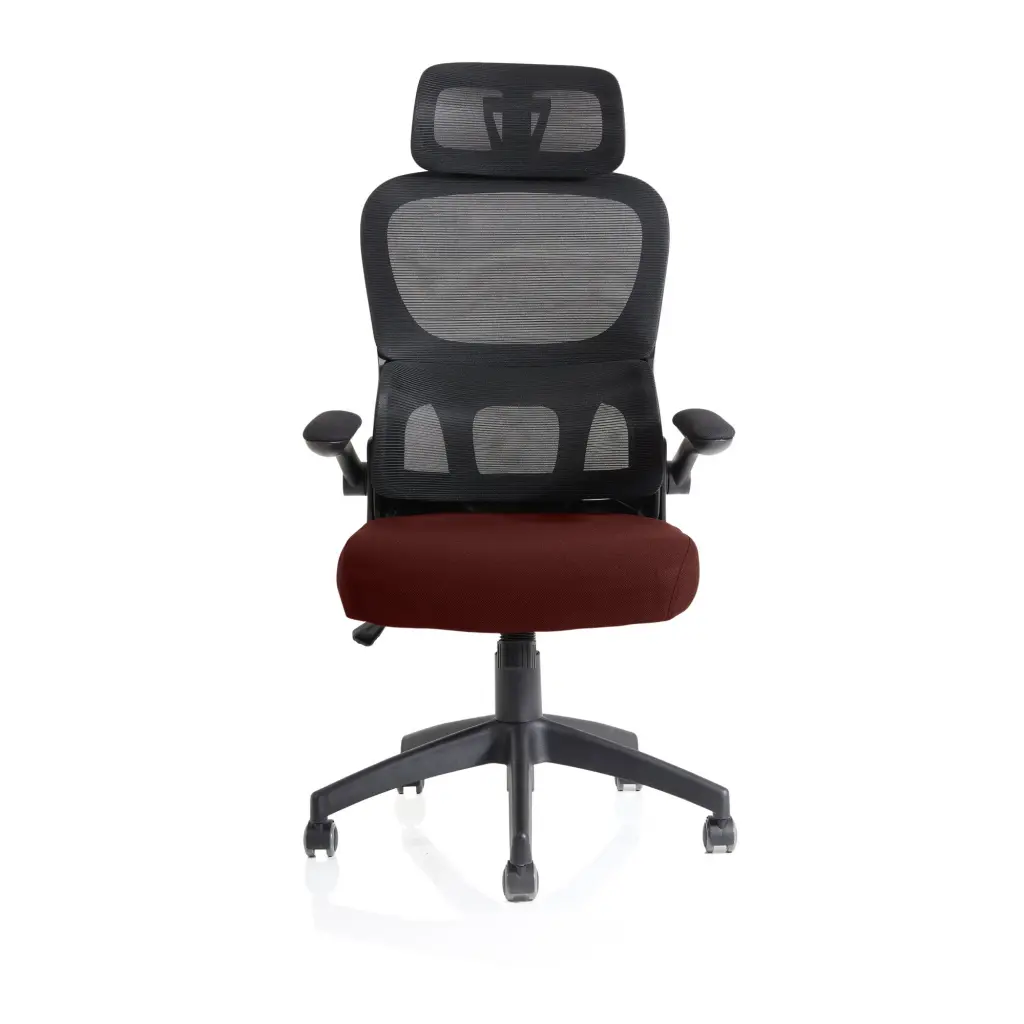 Iris Mesh Back Task Operator Office Chair Bespoke Gnseng Chilli Fabric Seat With Headrest - KCUP2037