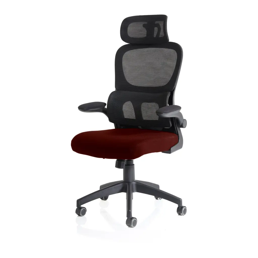 Iris Mesh Back Task Operator Office Chair Bespoke Gnseng Chilli Fabric Seat With Headrest - KCUP2037