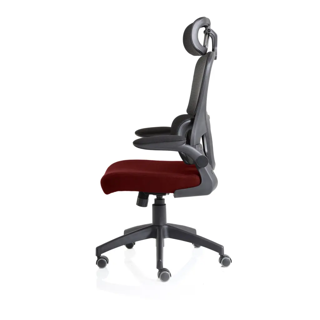 Iris Mesh Back Task Operator Office Chair Bespoke Gnseng Chilli Fabric Seat With Headrest - KCUP2037