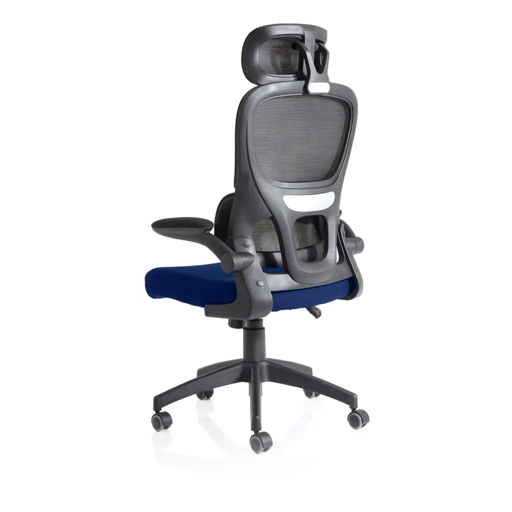 Iris Mesh Back Task Operator Office Chair Bespoke Stevia Blue Fabric Seat With Headrest - KCUP2034