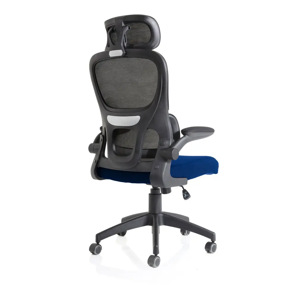 Iris Mesh Back Task Operator Office Chair Bespoke Stevia Blue Fabric Seat With Headrest - KCUP2034