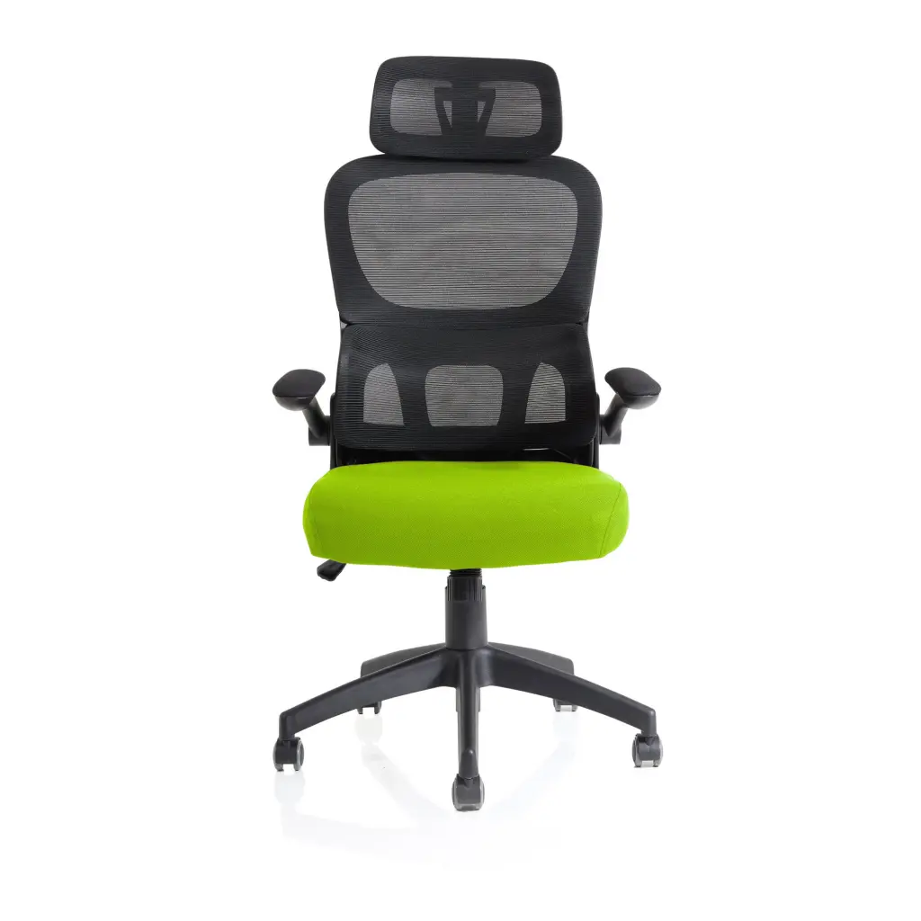 Iris Mesh Back Task Operator Office Chair Bespoke Myrrh Green Fabric Seat With Headrest - KCUP2033