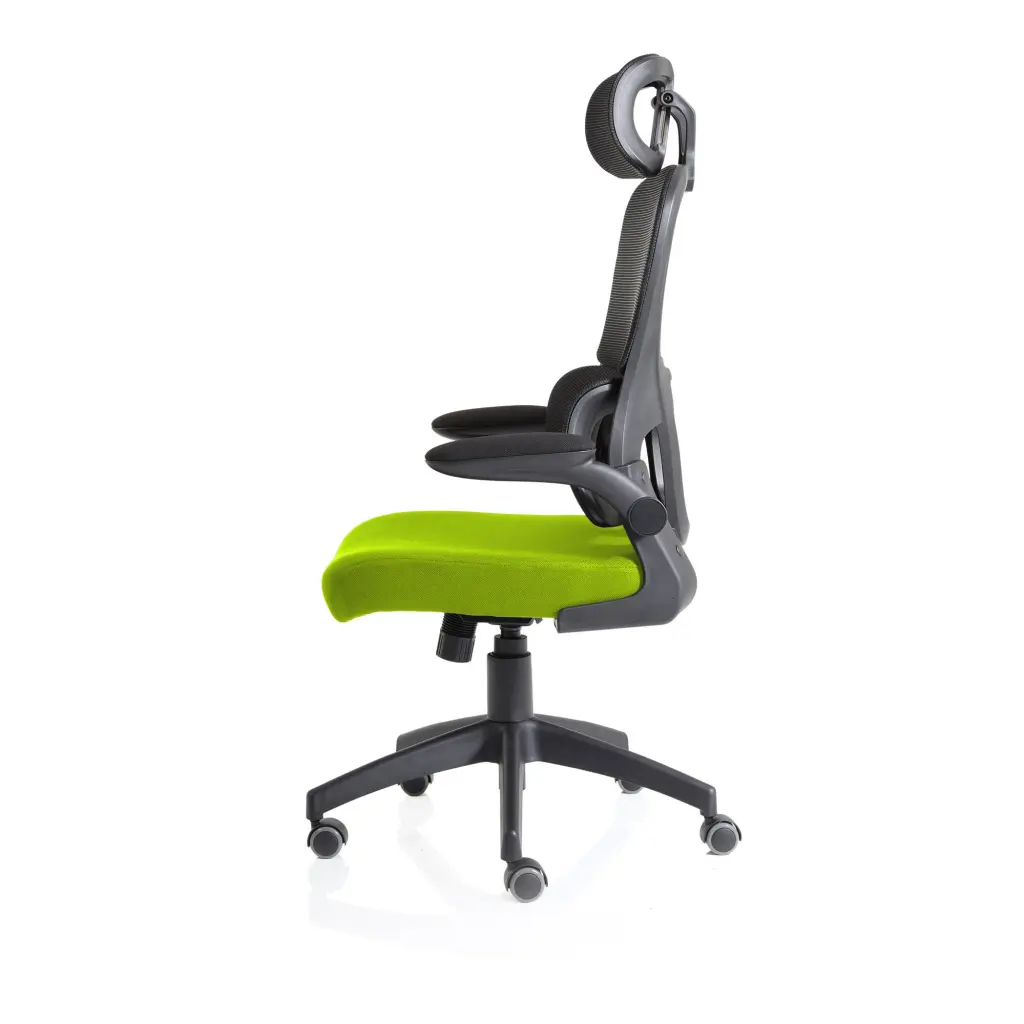 Iris Mesh Back Task Operator Office Chair Bespoke Myrrh Green Fabric Seat With Headrest - KCUP2033