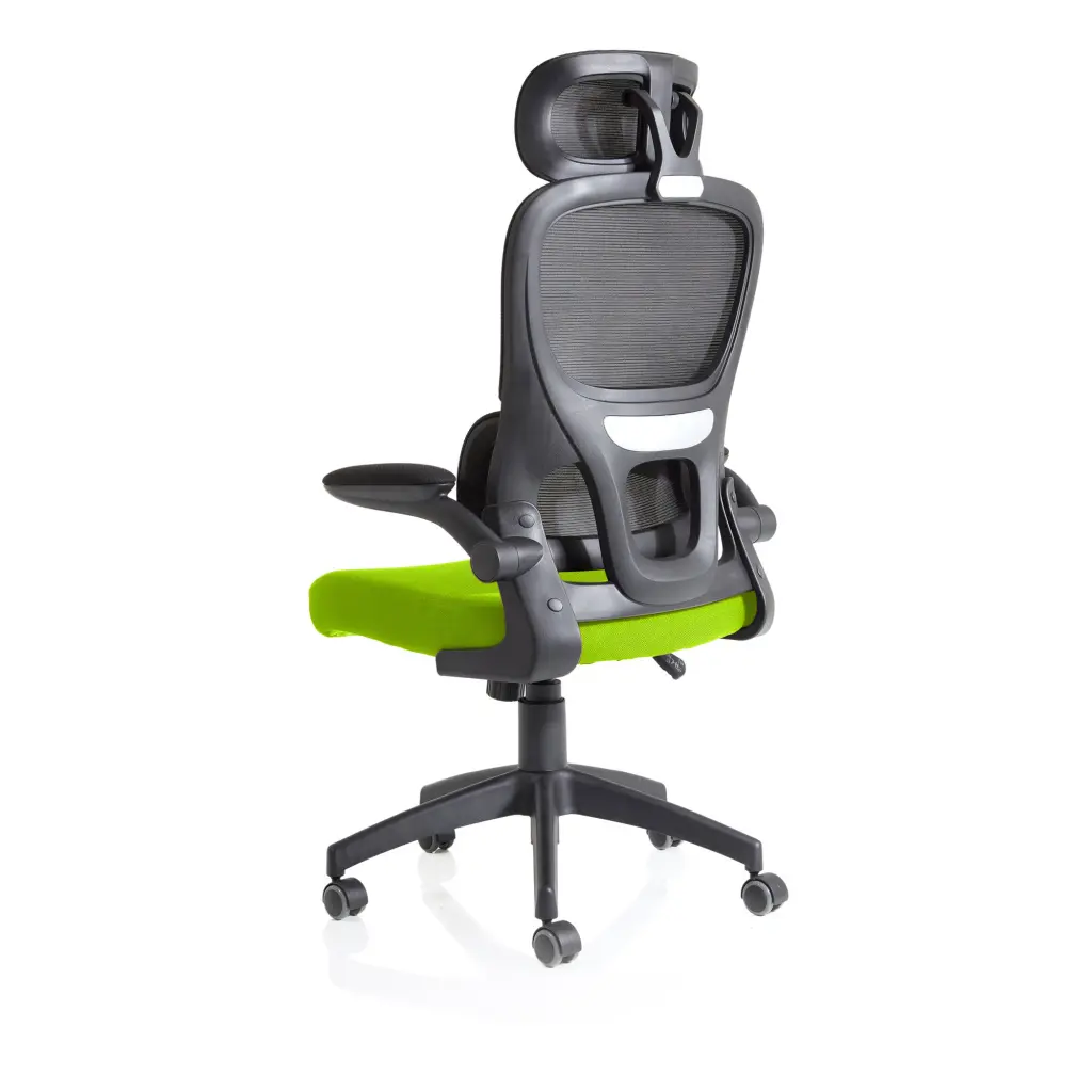 Iris Mesh Back Task Operator Office Chair Bespoke Myrrh Green Fabric Seat With Headrest - KCUP2033