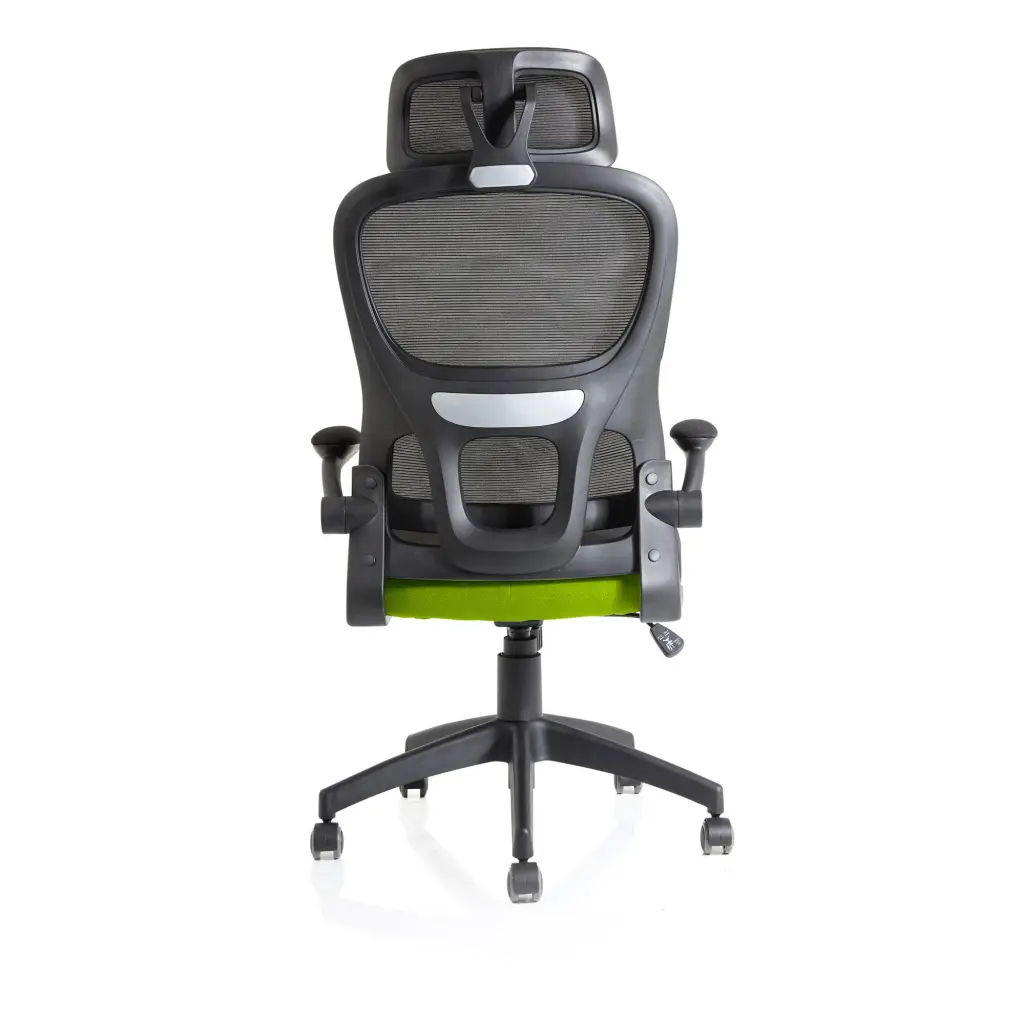 Iris Mesh Back Task Operator Office Chair Bespoke Myrrh Green Fabric Seat With Headrest - KCUP2033