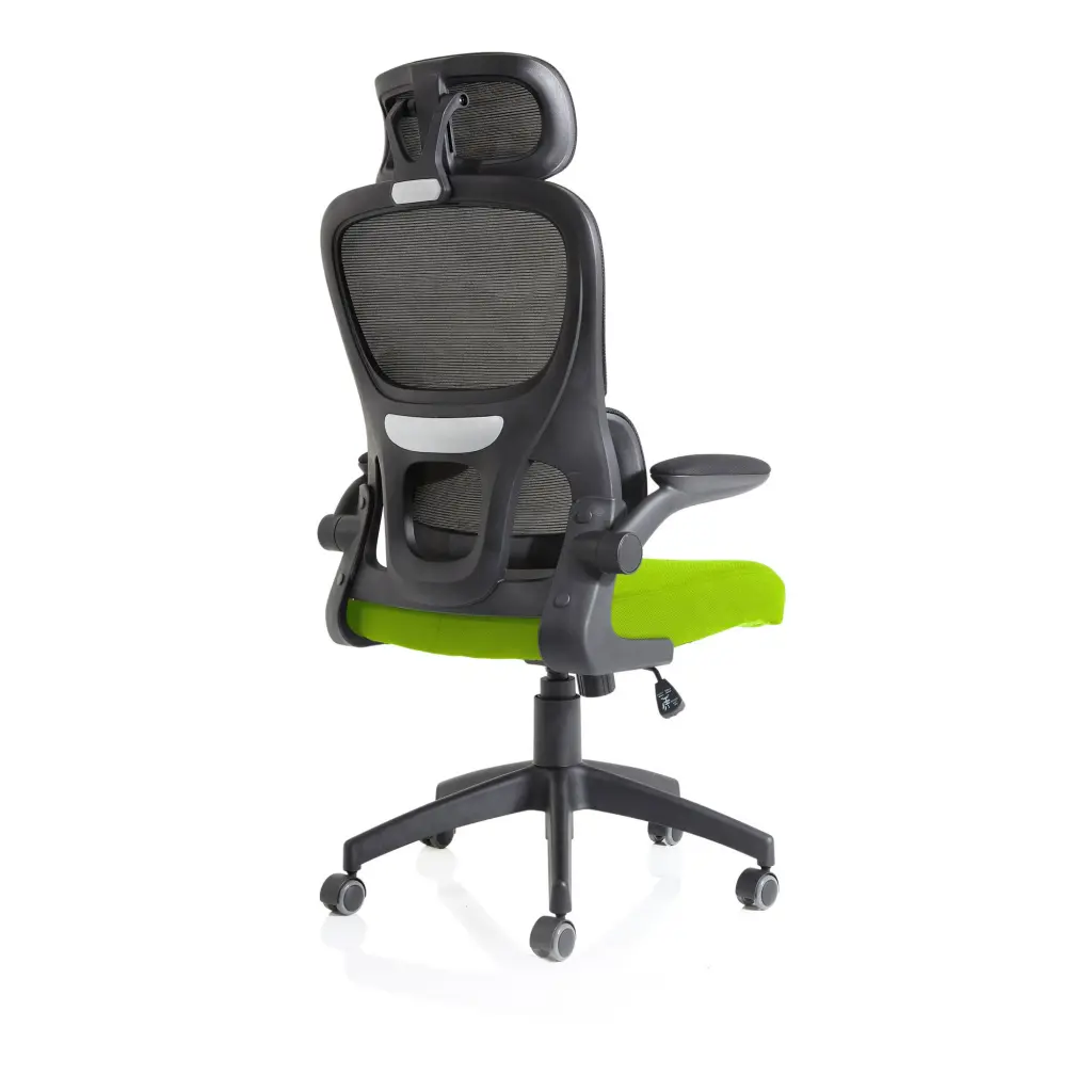 Iris Mesh Back Task Operator Office Chair Bespoke Myrrh Green Fabric Seat With Headrest - KCUP2033