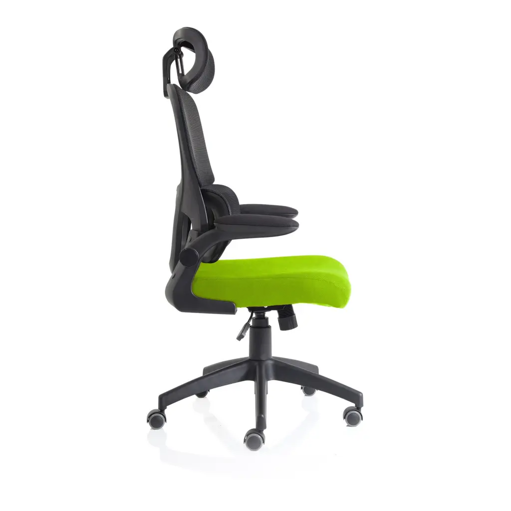 Iris Mesh Back Task Operator Office Chair Bespoke Myrrh Green Fabric Seat With Headrest - KCUP2033