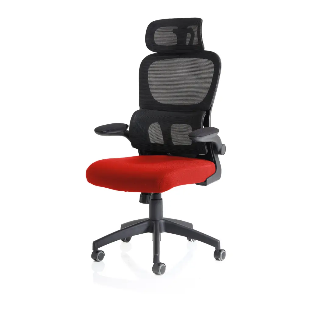 Iris Mesh Back Task Operator Office Chair Bespoke Bergamot Cherry Fabric Seat With Headrest - KCUP2032