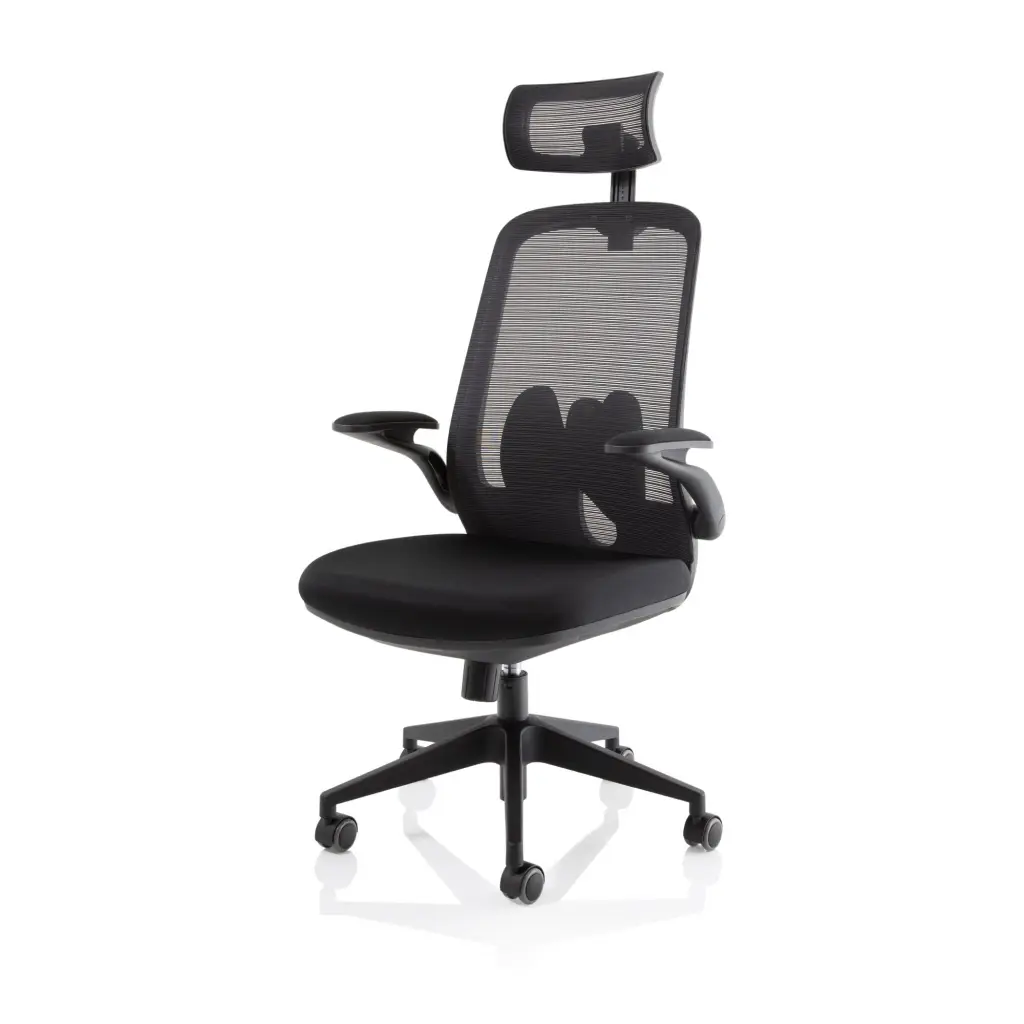 Sigma Executive Mesh Back Office Chair Fabric Seat Black With Folding Arms - OP000320