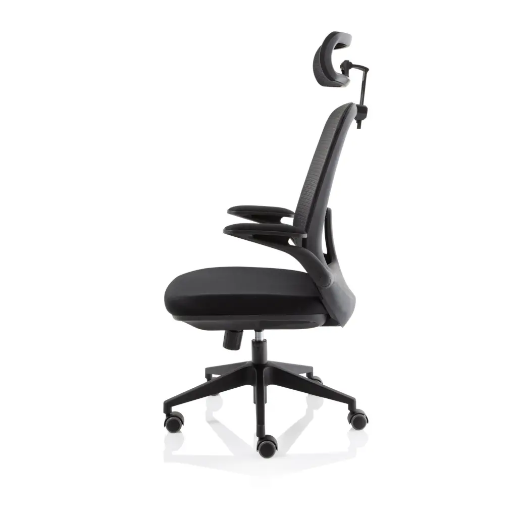 Sigma Executive Mesh Back Office Chair Fabric Seat Black With Folding Arms - OP000320