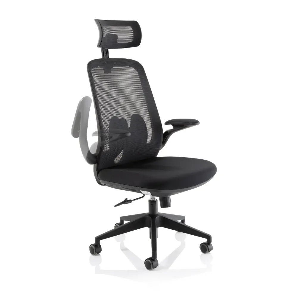 Sigma Executive Mesh Back Office Chair Fabric Seat Black With Folding Arms - OP000320