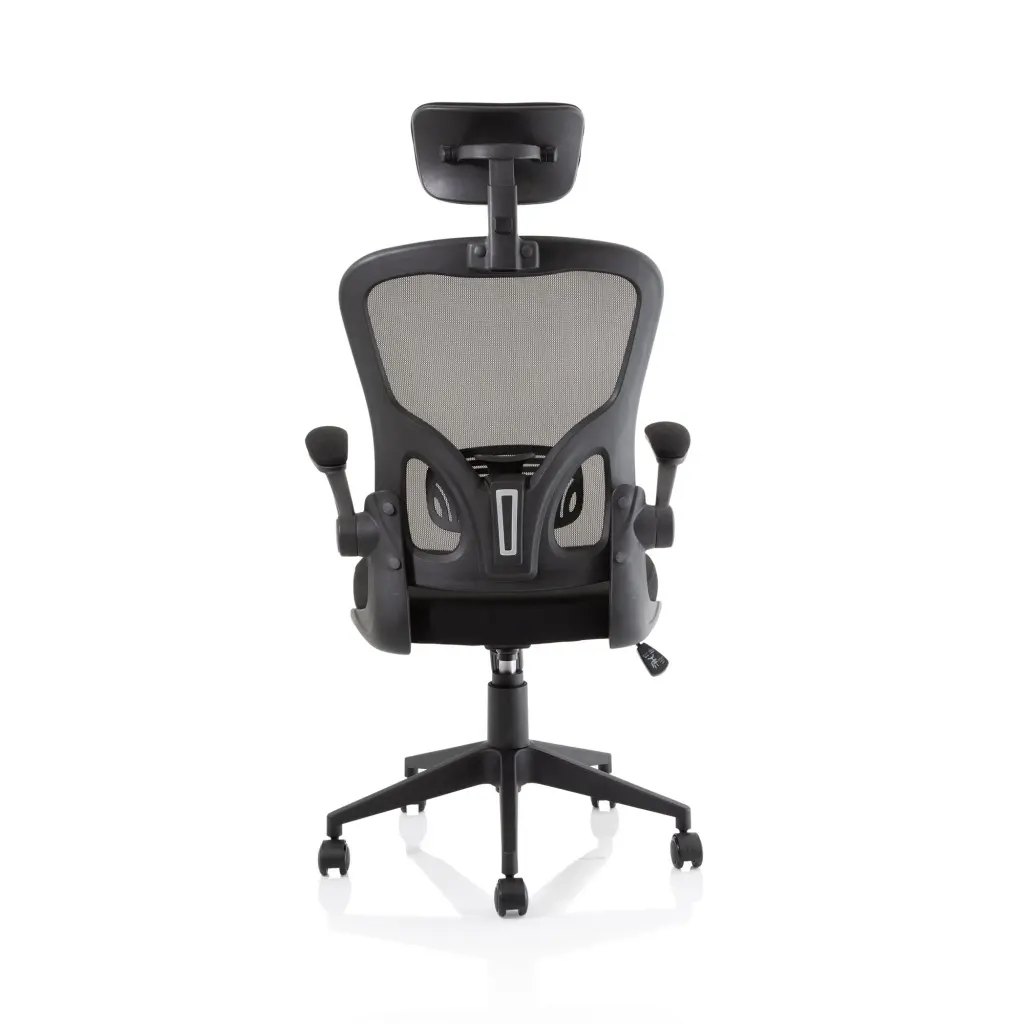 Ace Executive Mesh Back Office Chair With Folding Arms Fabric Seat Black - OP000317