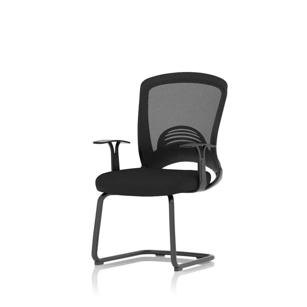 Astro Mesh Back Visitor Chair Cantilever Leg Bespoke Fabric Seat Black - BR000307