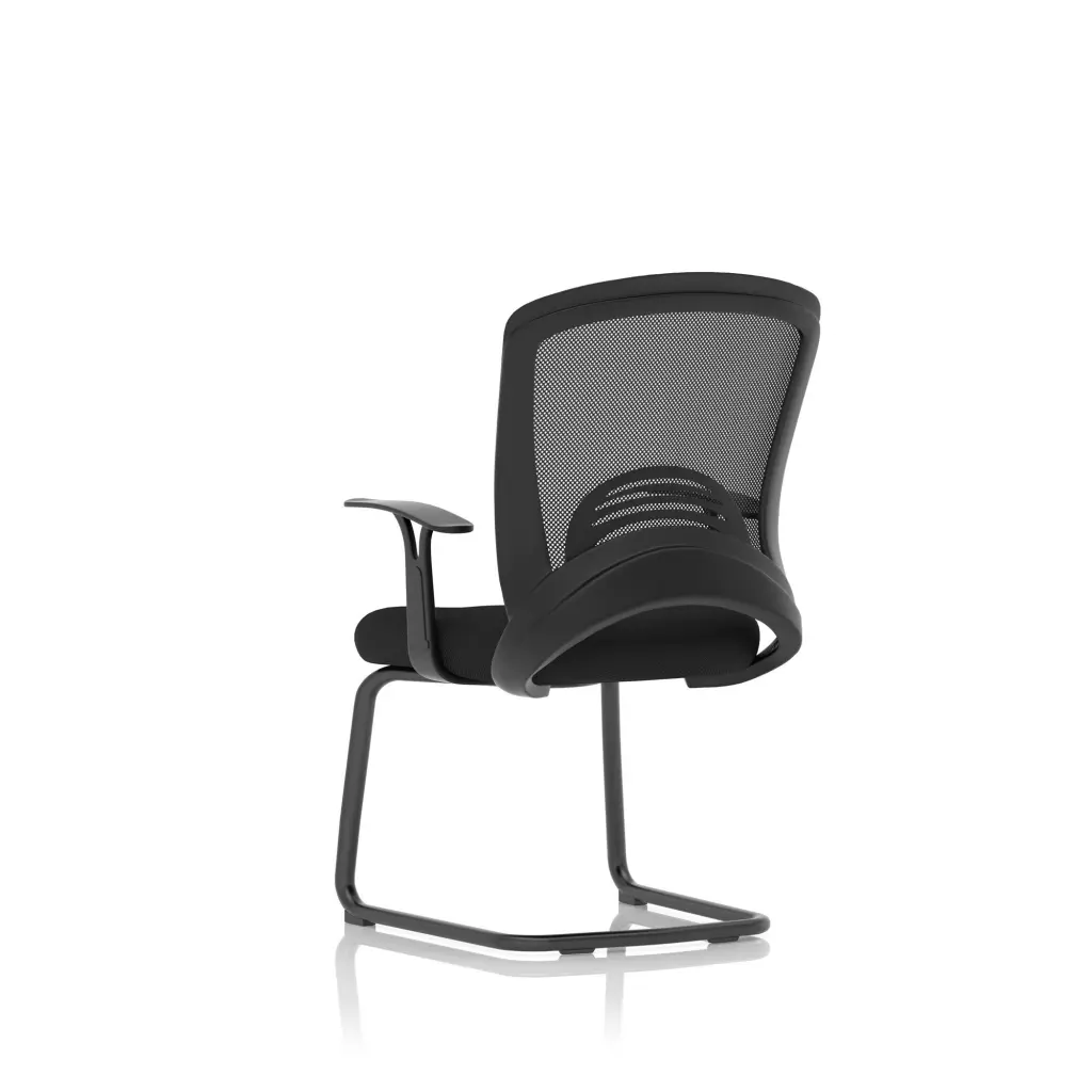 Astro Mesh Back Visitor Chair Cantilever Leg Bespoke Fabric Seat Black - BR000307