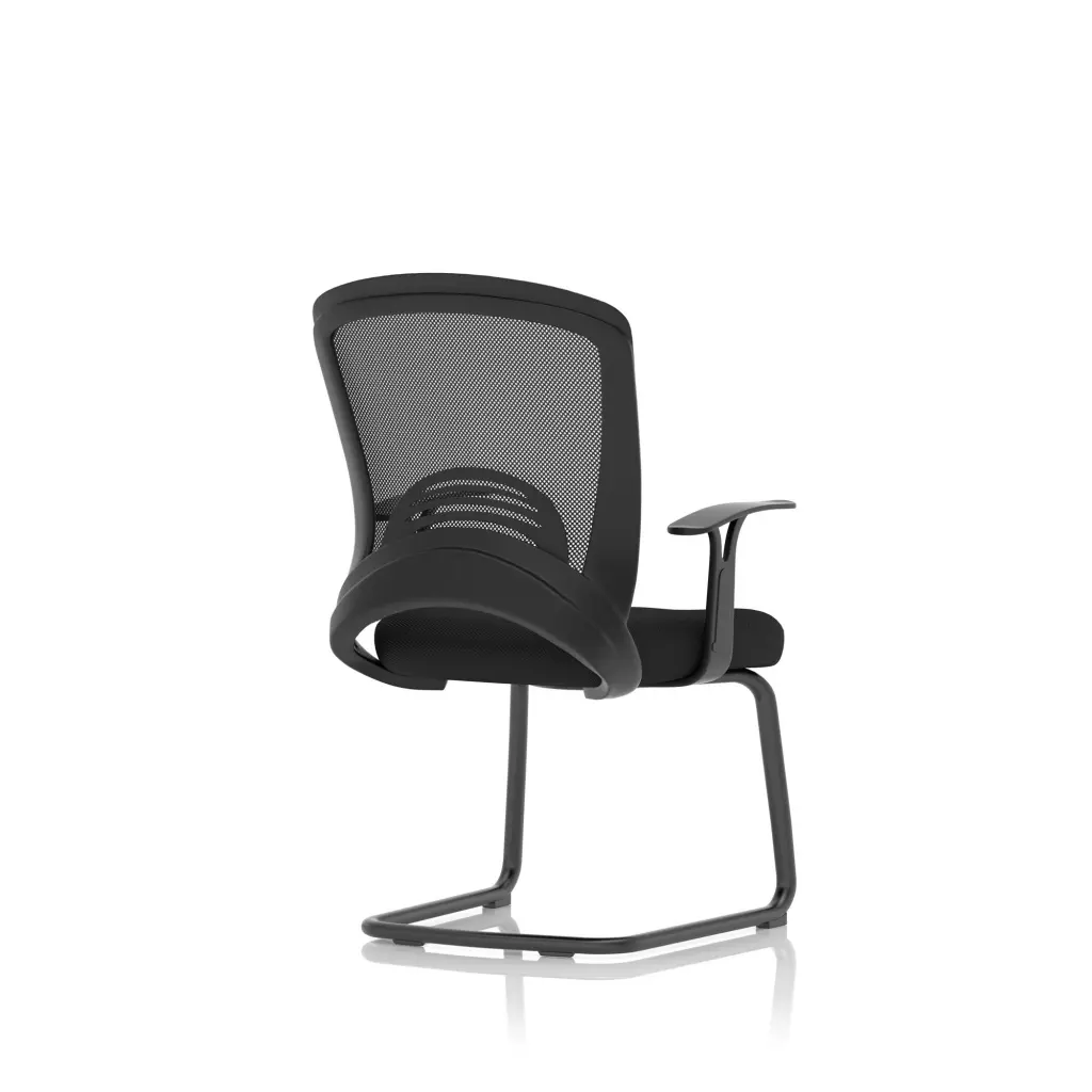 Astro Mesh Back Visitor Chair Cantilever Leg Bespoke Fabric Seat Black - BR000307