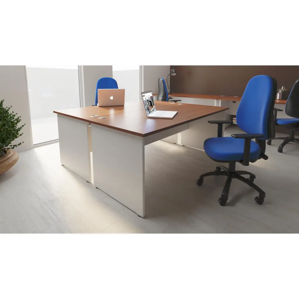 Impulse Straight Office Desk W1800 x D600 x H730mm Panel End Leg Walnut Finish White Frame - TT000103