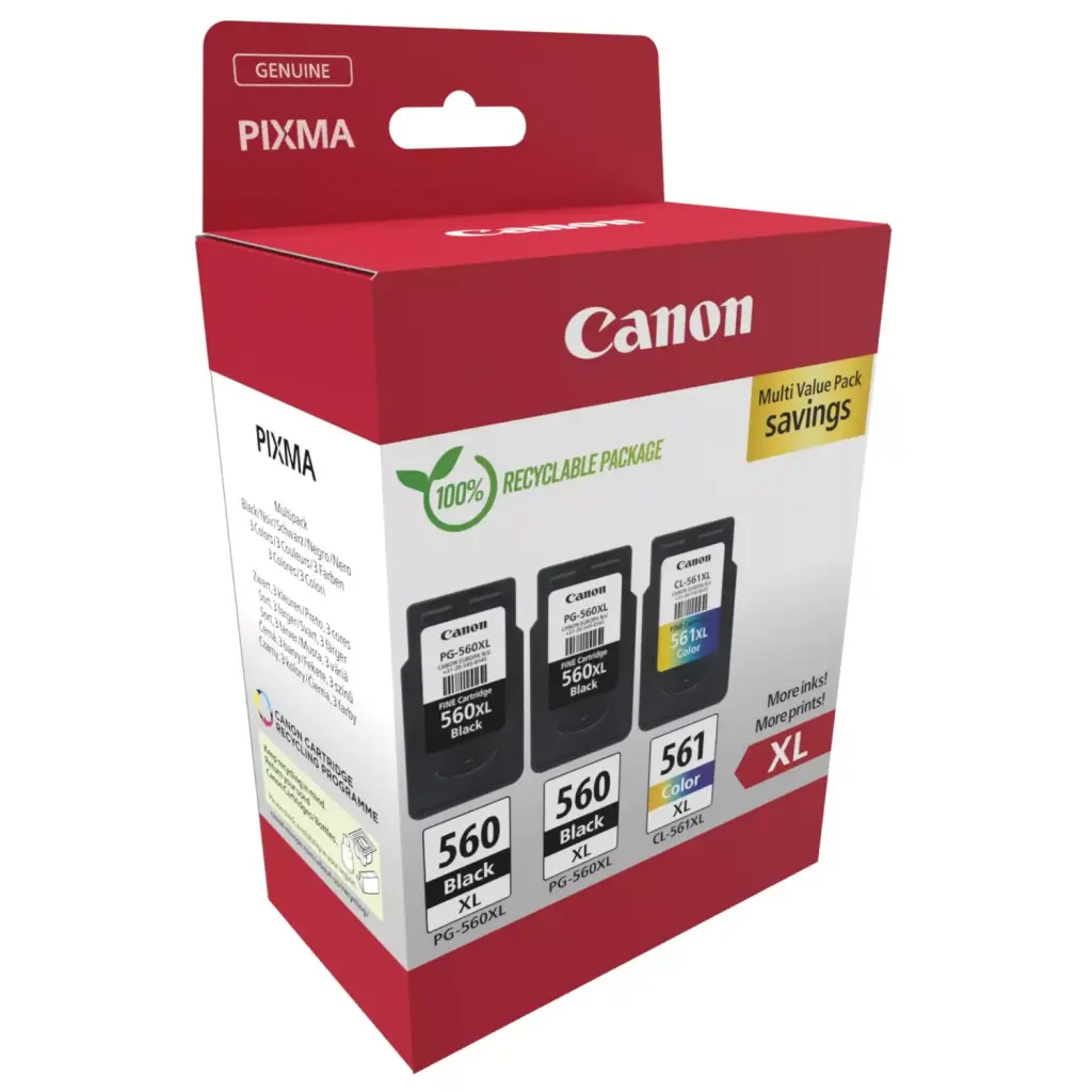 Canon PG-560 Black & Colour 2 x 14.3ml + 1 x 12.2ml 3712C009