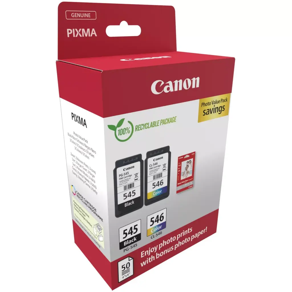 Canon PG-545/CL-546 Black & Colour Ink Cartridge 50Pack 8287B008