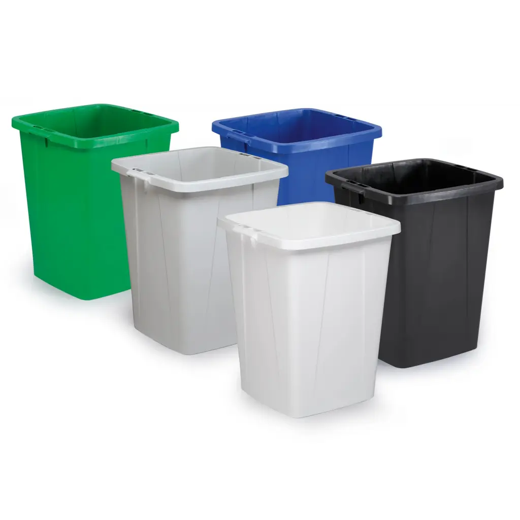 Durable DURABIN Plastic Waste Recycling Bin 90 Litre Grey with Black Lid - VEH2012033