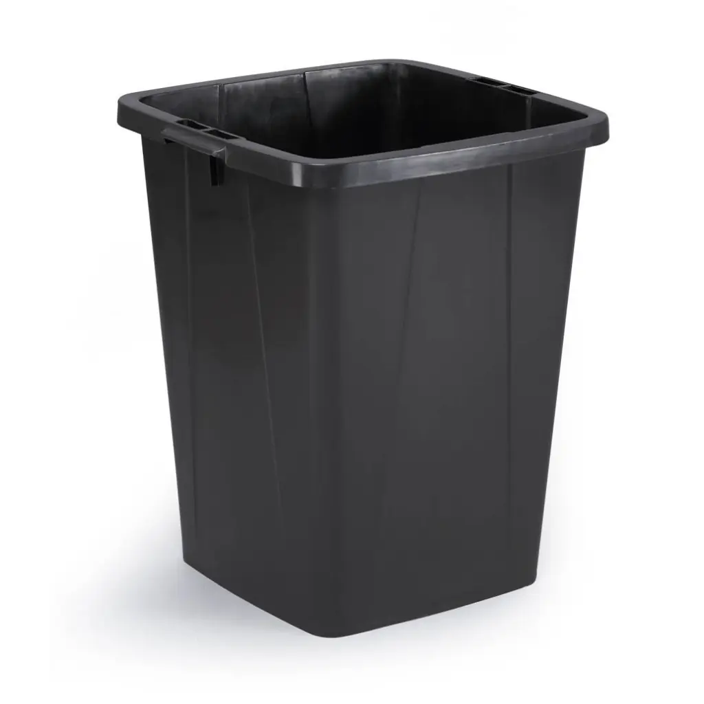 Durable DURABIN Plastic Waste Recycling Bin 90 Litre Square Black with Blue Lid - VEH2023032