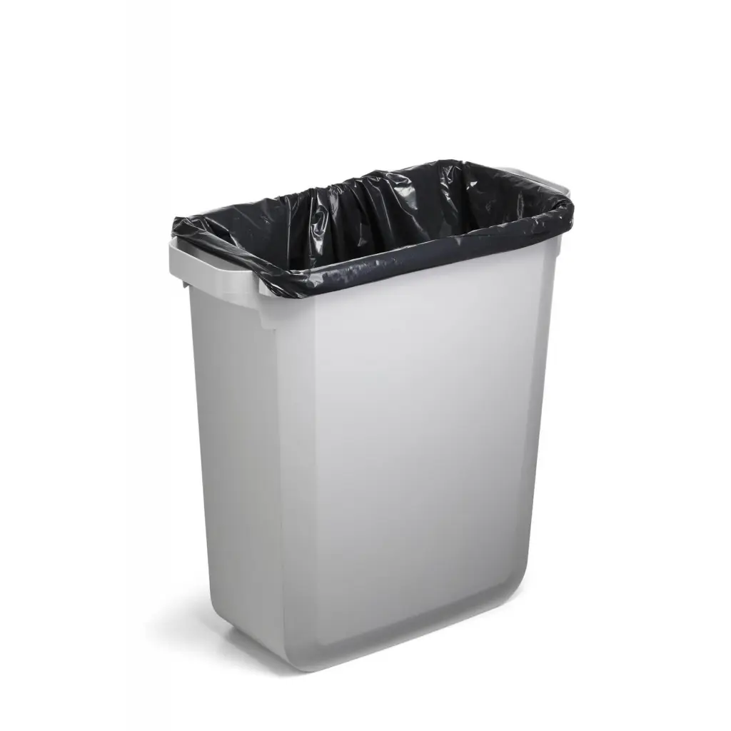 Durable DURABIN ECO 80% Recycled Plastic Waste Recycling Bin 60 Litre Rectangular Black with Grey Hinged Lid - VEH2023026