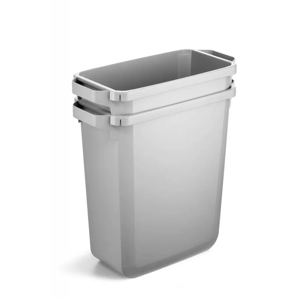 Durable DURABIN Plastic Waste Recycling Bin 60 Litre Rectangular Grey with Green Hinged Lid with Two Circular Holes - VEH2023021