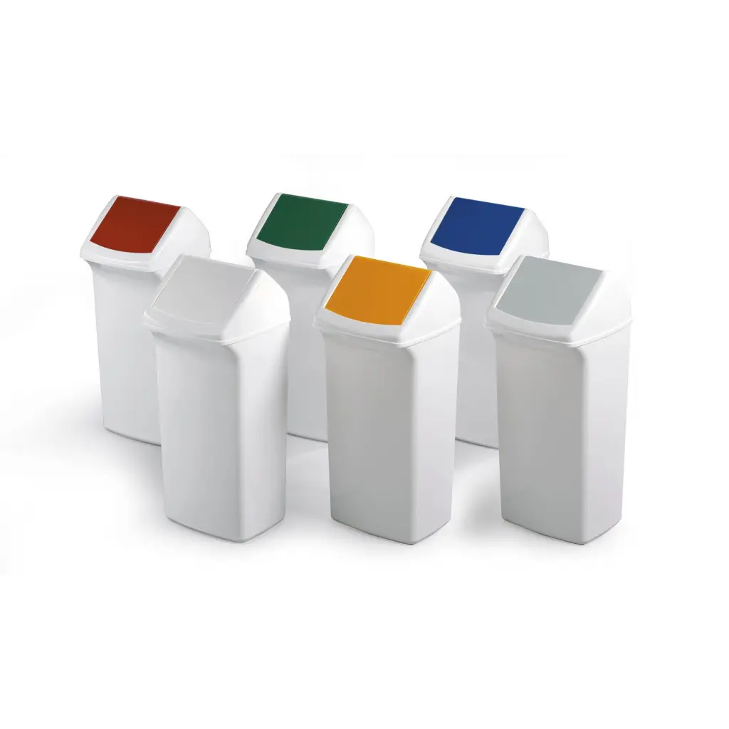 Durable DURABIN Plastic Waste Recycling Bin Rectangular 40 Litre with Red Lid - VEH2012037