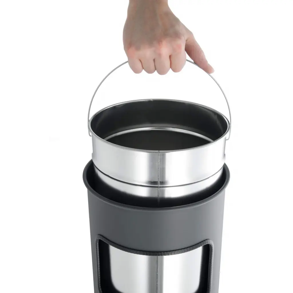 Durable Metal Waste Bin Round 17 Litre with integrated 2L Ashtray Includes 1.5kg Sand Charcoal - 333058