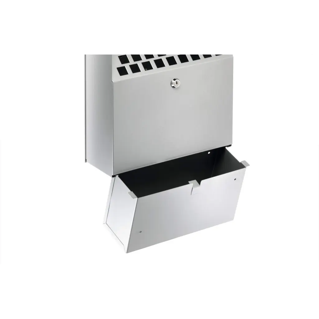 Durable Metal Lockable Wall Ashtray 4 Litre Capacity Silver - 333423