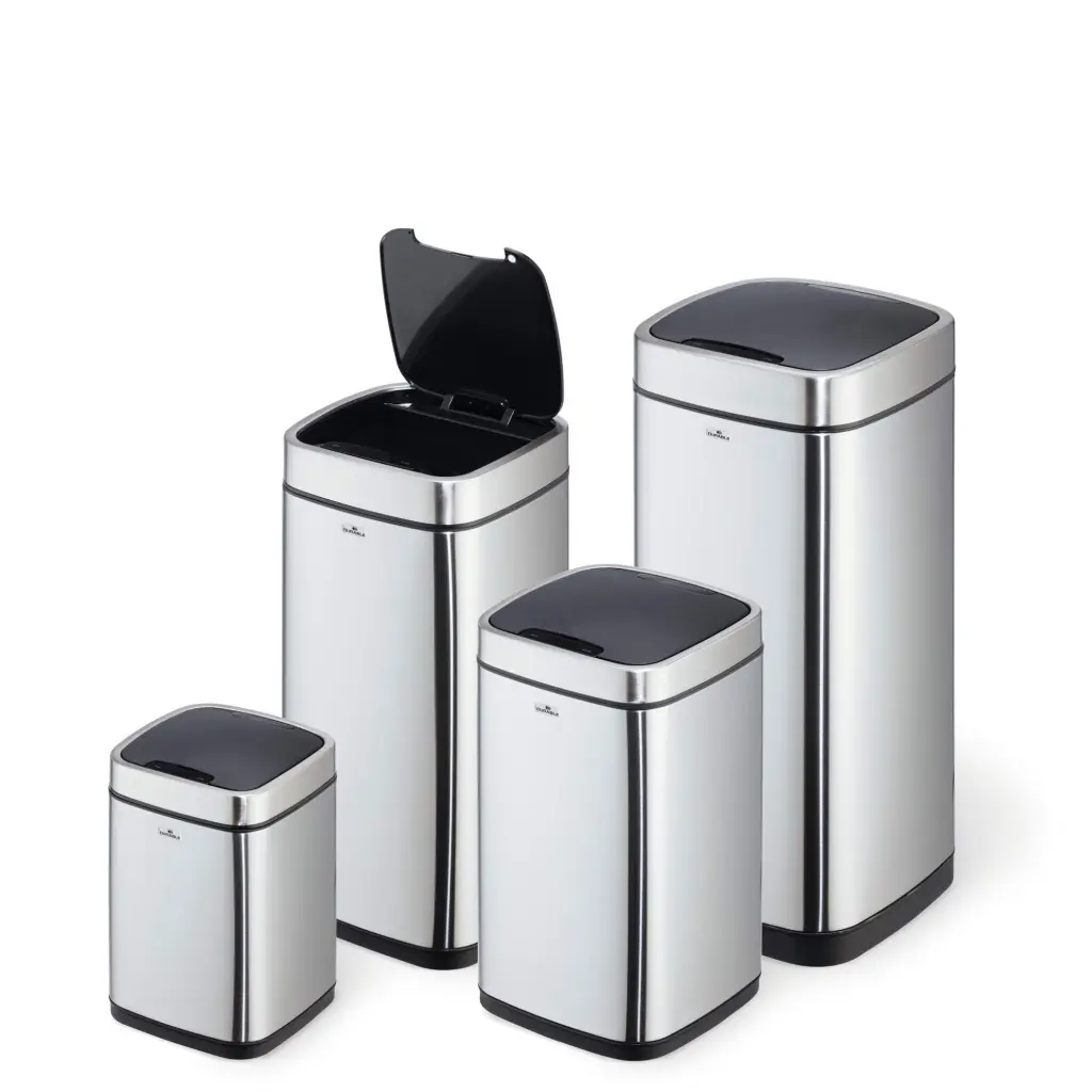 Durable NO TOUCH Sensor Waste Bin 35L Capacity Silver - 342323