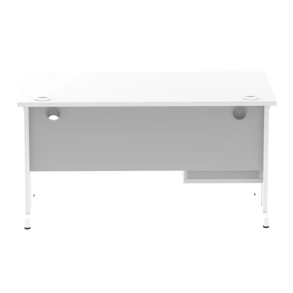 Dynamic Impulse W1400 x D800 x H730mm Straight Office Desk Cantilever Leg With 1 x 2 Drawer Single Fixed Pedestal White Finish White Frame - MI002210