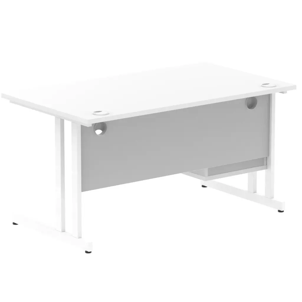 Dynamic Impulse W1400 x D800 x H730mm Straight Office Desk Cantilever Leg With 1 x 2 Drawer Single Fixed Pedestal White Finish White Frame - MI002210